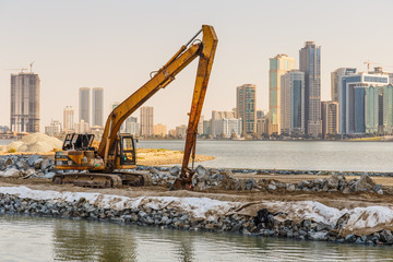 Excavator on a construction site in the UAE