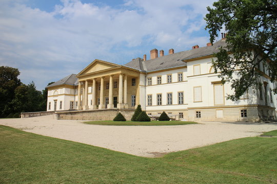 Facade of Classicist manor house in Dég, Hungary