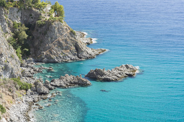 Vista dall'alto della spiaggia di Caminia, Calabria