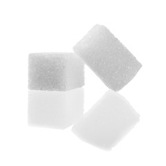 Sugar cubes isolated on white background. 