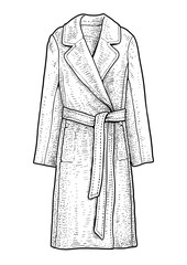 Woman coat illustration, drawing, engraving, ink, line art, vector © jenesesimre