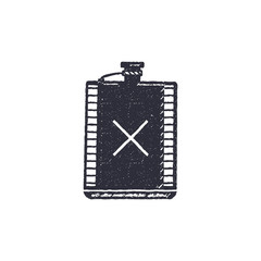 Fototapeta premium Vintage hand drawn flask shape. Hiking adventure design. Camping icon. Retro monochrome style. Can be used for t shirts, prints, logotype, badges, icons and other identity. Stock 