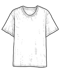 Shirt illustration, drawing, engraving, ink, line art, vector