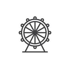 Ferris wheel line icon, outline vector sign, linear style pictogram isolated on white. Symbol, logo illustration. Editable stroke