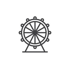 Obraz premium Ferris wheel line icon, outline vector sign, linear style pictogram isolated on white. Symbol, logo illustration. Editable stroke
