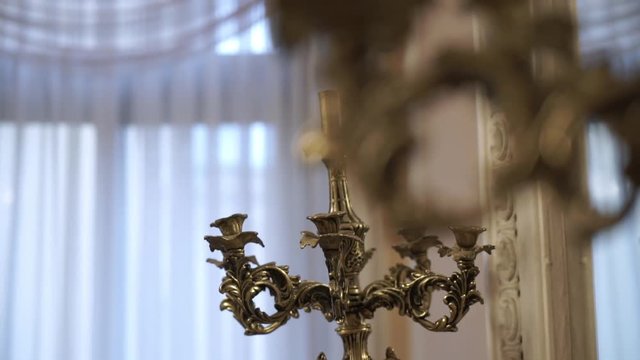 Old candelabrum in palace indoors