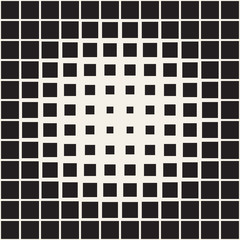 Vector seamless pattern. Repeating geometric tiles. Monochrome halftone grid. Simple shapes lattice