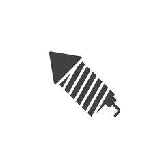 Fireworks rocket icon vector, filled flat sign, solid pictogram isolated on white. Symbol, logo illustration.