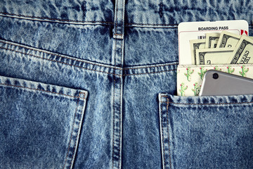 Cash and smart in your jeans pocket. Still life.