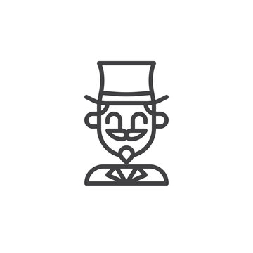 recommend clip art: Magician circus actor line icon, outline vector sign, linear style pictogram isolated on white. Symbol, logo illustration. Editable stroke