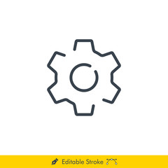 Setting (Gear) Icon / Vector - In Line / Stroke Design with Editable Stroke