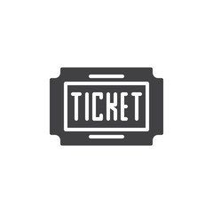 Ticket icon vector, filled flat sign, solid pictogram isolated on white. Symbol, logo illustration.
