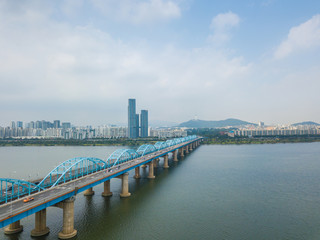 Fototapeta na wymiar Aerial view of Seoul City at Dongjak Bridge,South Korea