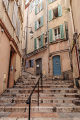 Narrow old street in the old town Cannes, France