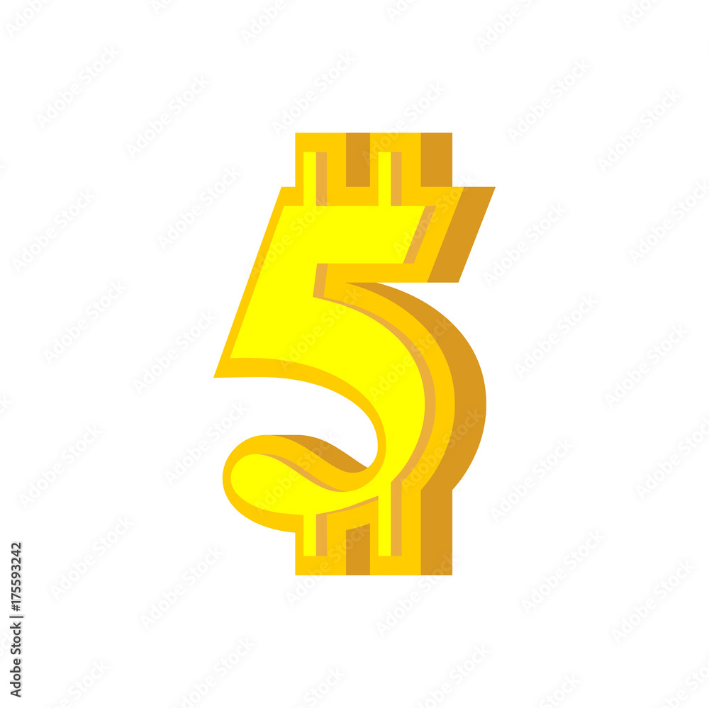 Aufkleber 5 numeral bitcoin font. five numeric crypto currency alphabet. lettering virtual money. vector illus