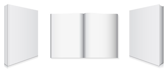 Front and Back Book Covers and Blank Pages Vector Illustration