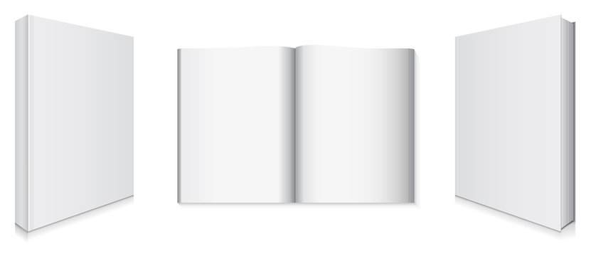 Front and Back Book Covers and Blank Pages Vector Illustration