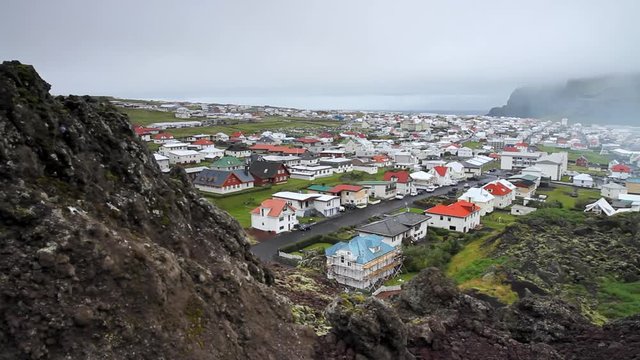 Lava flow from nearby Eldfell volcano destroyed half the town and threatened to close Heimaey harbour, its main income source in January 1973.