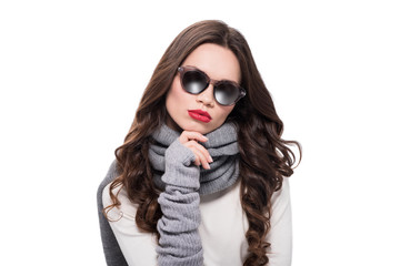 woman wearing trendy sunglasses