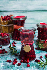 Cranberries with the syrup