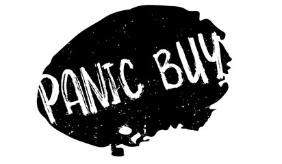 Panic Buy rubber stamp. Grunge design with dust scratches. Effects can be easily removed for a clean, crisp look. Color is easily changed.