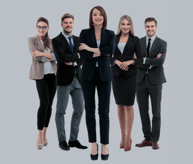 Obraz premium Group of smiling business people. Isolated over white background