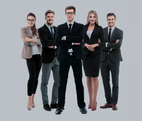 Obraz premium Group of smiling business people. Isolated over white background