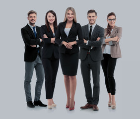 Obraz premium Group of smiling business people. Isolated over white background
