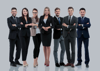 Fototapeta na wymiar Group of smiling business people. Isolated over white background