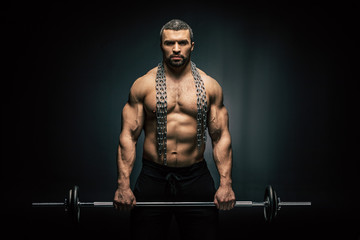 Fototapeta na wymiar athletic man weightlifting