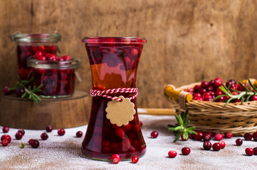 Cranberries with the syrup