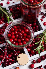 Cranberries with the syrup