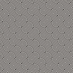 Seamless monochrome waving pattern. Abstract stripy background. Vector irregular round stripes design.