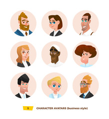 Characters avatars in cartoon flat style