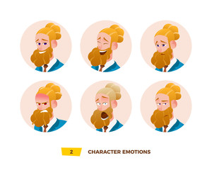 Characters avatars emotion in the circle. 