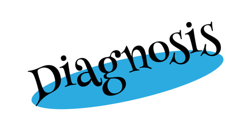 Diagnosis rubber stamp. Grunge design with dust scratches. Effects can be easily removed for a clean, crisp look. Color is easily changed.