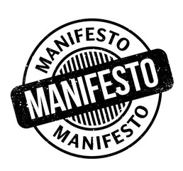 Manifesto rubber stamp. Grunge design with dust scratches. Effects can be easily removed for a clean, crisp look. Color is easily changed.