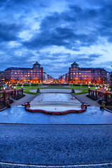 Friedrichsplatz, the city park in winter time, Mannheim, Germany