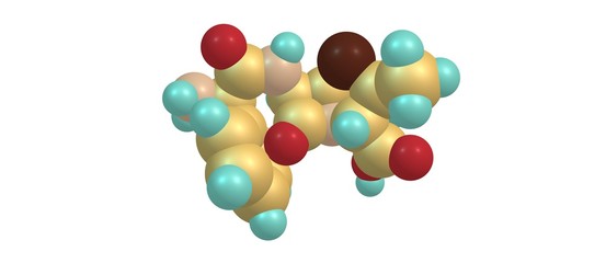 Ampicillin antibiotic molecular structure isolated on white