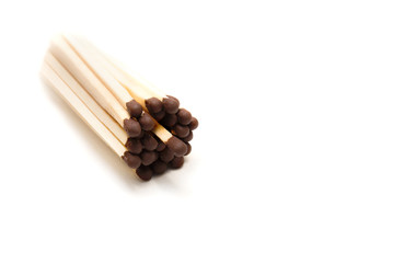 Matches lying on a white background