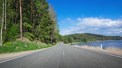 Winding highway along the lake
