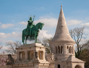 St Istvan Monument and Fisherman Bastion in Budapest, Hungary