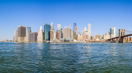 Lower Manhattan Skyline from Brooklyn Bridge Park, NYC, USA