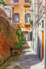 Picturesque patio in the old town in Venice