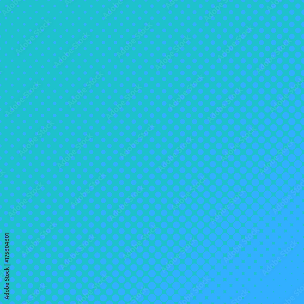 Poster geometric halftone dot pattern background - vector graphic design from blue circles in varying sizes