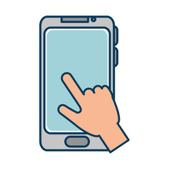 hand user with smartphone isolated icon