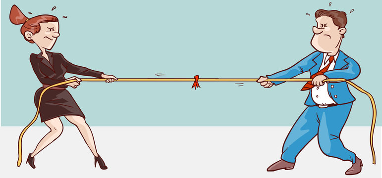 vector illustration of a male and female conflict