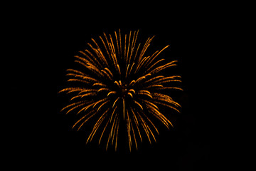 Nice colorful  Fireworks in the black sky main color is red tone