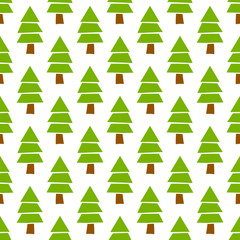 Simple hand drawn seamless vector Christmas Pine Tree Forest pattern