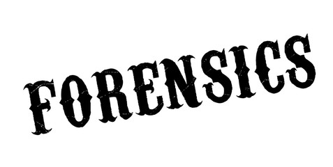 Forensics rubber stamp. Grunge design with dust scratches. Effects can be easily removed for a clean, crisp look. Color is easily changed.